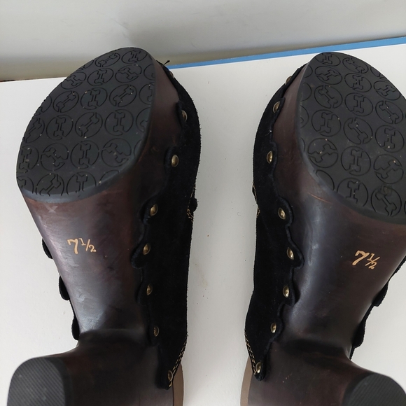 Flogg Black Suede Platform Clogs with Contrast Stitching Size 7.5 - Picture 7 of 8